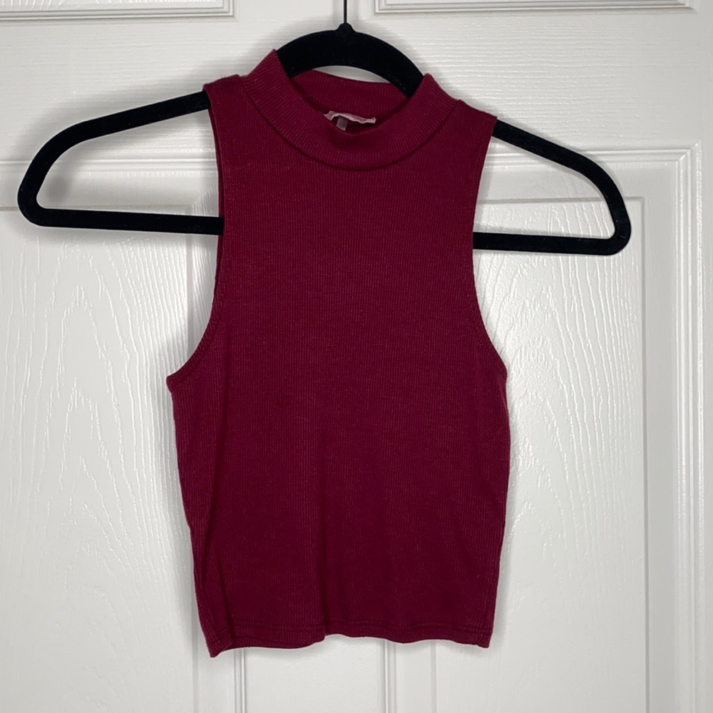 cropped mock neck tank